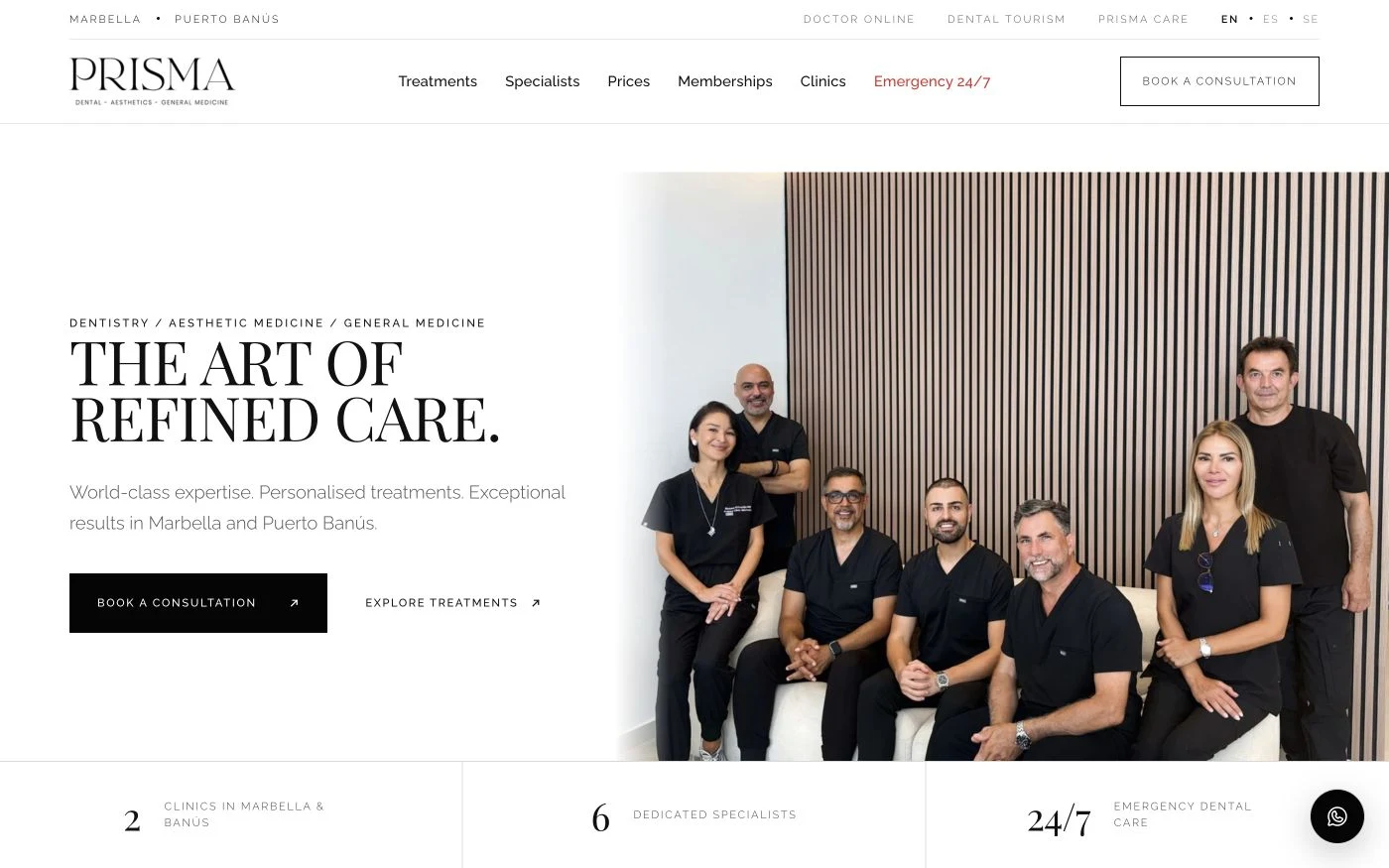 Prisma Clinic website